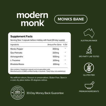 MONKS BANE (30 capsules) - Balanced Libido Support